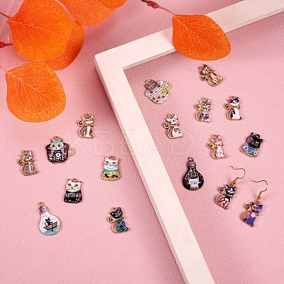 18Pcs 4 Style Halloween Alloy Enamel Pendants JX124A-1