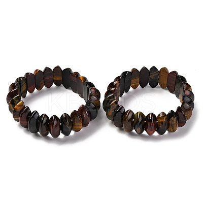Bicone Natural Yellow Blue Tiger Eye Beads Stretch Bracelets for Women Men BJEW-C097-05P-1