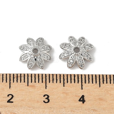 Brass Micro Pave Clear Cubic Zirconia Bead Caps KK-V015-21P-1