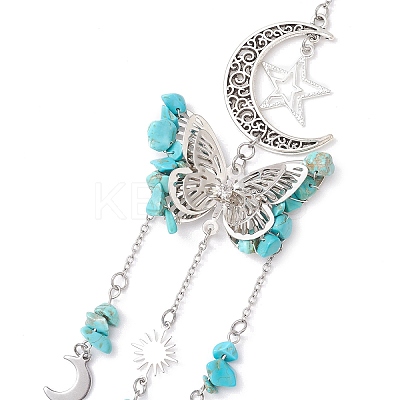 Alloy Hollow Moon Butterfly Hanging Ornaments HJEW-TA00173-02-1