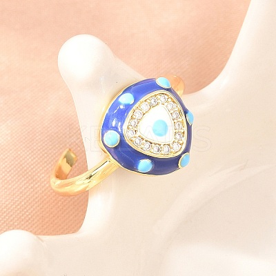 Brass Micro Pave Cubic Zirconia Cuff Open Rings for Women RJEW-K264-16G-02-1