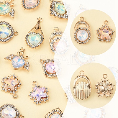 20Pcs 10 Styles Alloy Glass Pendants FIND-FS0003-50-1