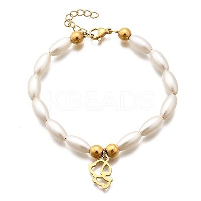 304 Stainless Steel Dog Charm Bracelets for Women BJEW-C098-10G-1