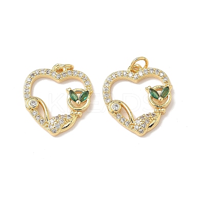 Brass Micro Pave Cubic Zirconia Pendants KK-Q068-51A-G-1