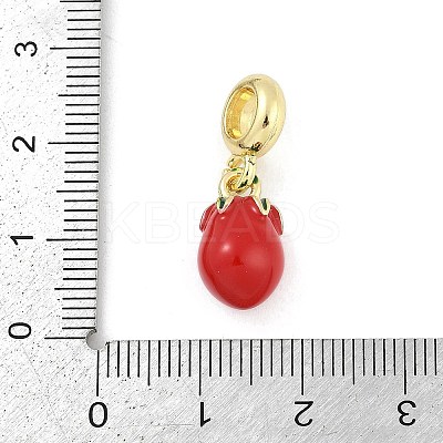 Brass Enamel Fruit European Dangle Charms KK-Z090-08G-05-1