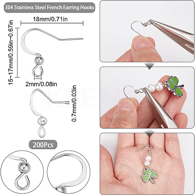 200Pcs 304 Stainless Steel French Earring Hooks STAS-SC0006-36P-1