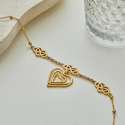 Valentine's Day 304 Stainless Steel Chinese Knot Heart Pendant Necklaces for Women WG6D189-01-1