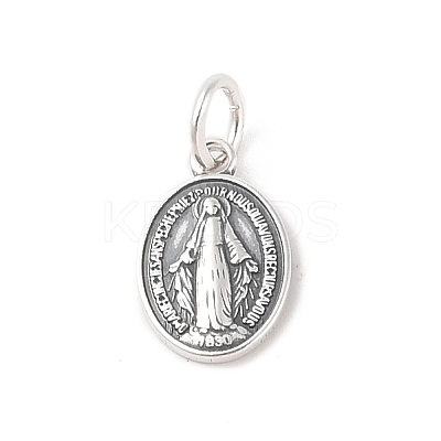 999 Fine Silver Oval with Virgin Religious Medal Charms with Jump Rings LS-STER-C006-01AS-1