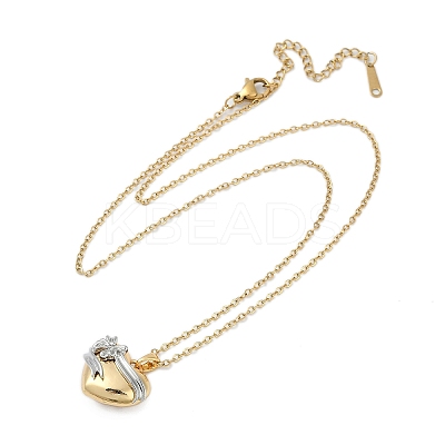 Brass Bowknot Heart Pendant Necklaces LS-NJEW-K280-06G-01-1