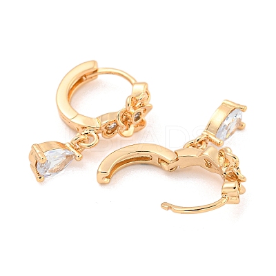 Brass Micro Pave Clear Cubic Zirconia Hoop Earrings EJEW-A107-10B-KCG-1