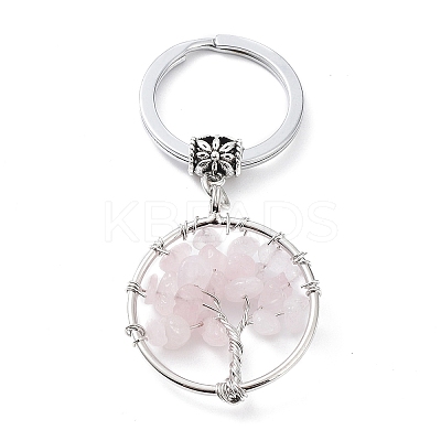 Natural Rose Quartz Keychain KEYC-E023-03E-1