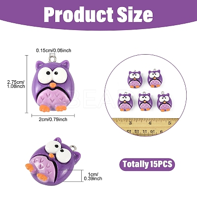 15Pcs Opaque Resin Pendants RESI-YW0005-32-1