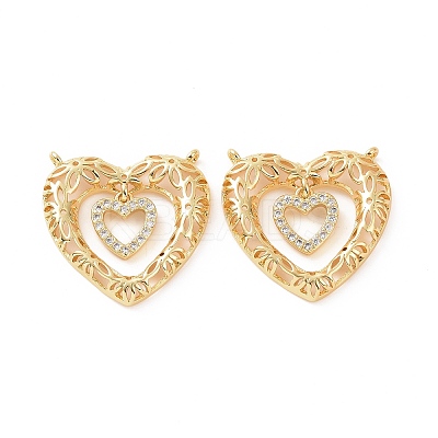 Brass Micro Pave Cubic Zirconia 2-Loop Pendants ZIRC-P106-29G-1