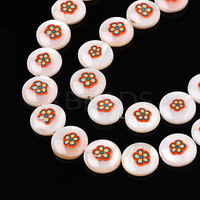 Natural Freshwater Shell Enamel Beads SHEL-N026-194-01-1