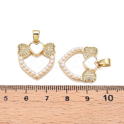 Brass Micro Pave Clear Cubic Zirconia Pendants KK-N254-201G-1