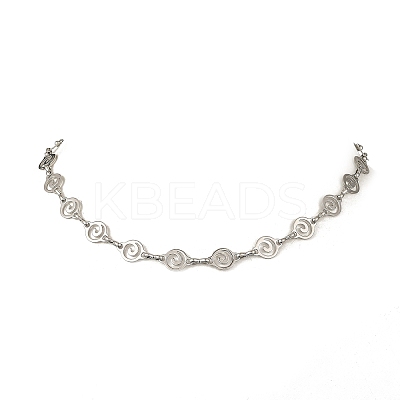 304 Stainless Steel Hollow Spiral Link Chain Necklaces for Women NJEW-JN06395-02-1