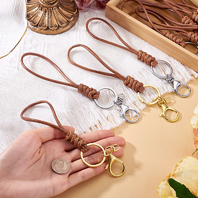10Pcs 2 Colors Eco-Friendly Korean Waxed Polyester Cord Keychains KEYC-TA00032-1