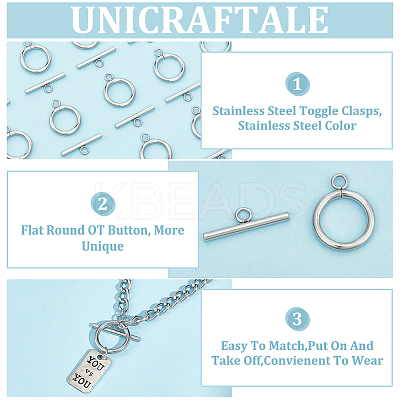 30 Sets 304 Stainless Steel Toggle Clasps STAS-UN0057-52-1