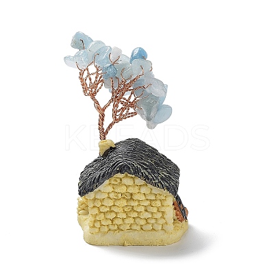 Resin & Natural Aquamarine Model Ornament DJEW-Z001-01B-1