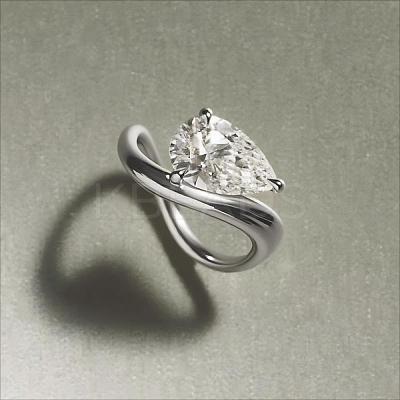 Brass Pave Single Cubic Zirconia Finger Rings for Women ZK8046-4-1