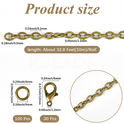 DIY Oval Iron Cable Chains Necklaces Making Kits DIY-SC0029-10B-1