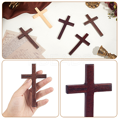 12Pcs 3 Colors Easter Wood Cross Figurines Ornaments DJEW-GA0001-85-1