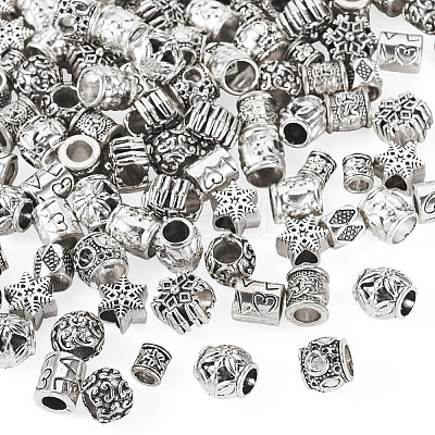 100Pcs 10 Styles Tibetan Style Alloy European Beads FIND-PJ0001-36-1