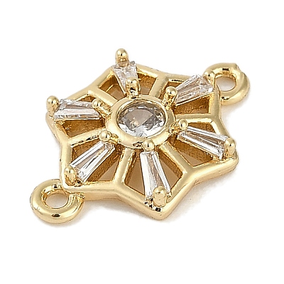 Brass Clear Cubic Zirconia Connector Charms KK-I719-02G-1