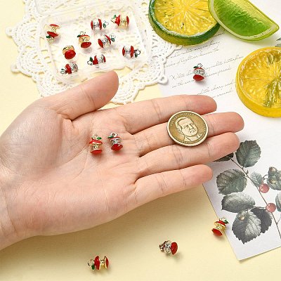 16Pcs 2 Colors Apple Alloy Enamel Charms ENAM-CJ0007-48-1