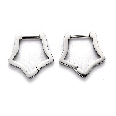 Tarnish Resistant 304 Stainless Steel Star Huggie Hoop Earrings STAS-J033-06P-1