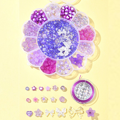 DIY Flower & Star Acrylic & ABS Plastic Imitation Pearl Beads Bracelets Making Kits DIY-FS0006-51-1