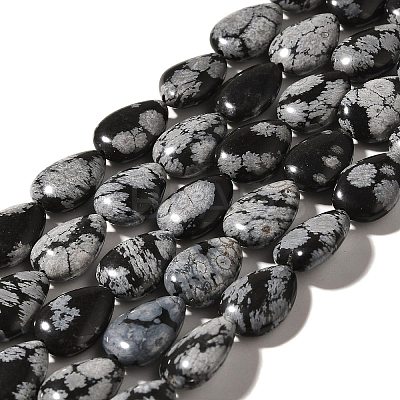 Natural Snowflake Obsidian Beads Strands X-G-I377-A28-1