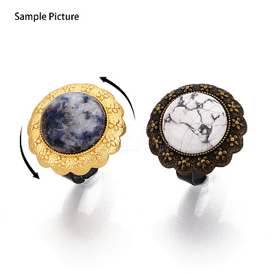 Adjustable Flower Alloy & Iron Bezel Cup Ring Base with Rotatable Tray MAK-T012-06G-1
