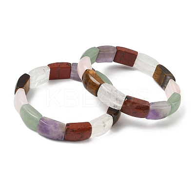 Natural Mixed Stone Bead Stretch Bracelets for Women Men BJEW-C097-02A-16-1