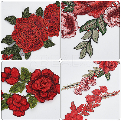 10Pcs 5 Styles Handmade Polyester Embroidered Lace Flower FIND-WR0011-85-1