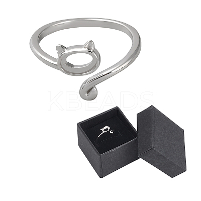 Anti-Tarnish 1Pc Rhodium Plated 925 Sterling Silver Open Cuff Ring Findings FIND-NB0004-89-1