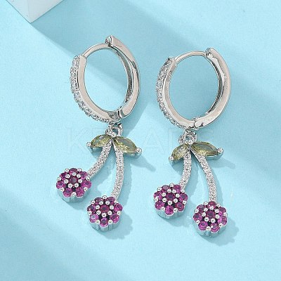 Brass Cubic Zirconia Hoop Earrings EJEW-R016-16P-1
