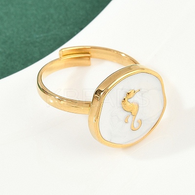 304 Stainless Steel Enamel Open Cuff Rings for Women RJEW-K301-06A-02-1