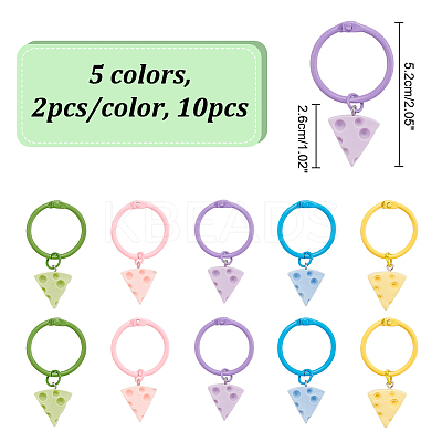 10Pcs 5 Colors Resin Cheese Pendant Locking Stitch Markers HJEW-AB00679-1