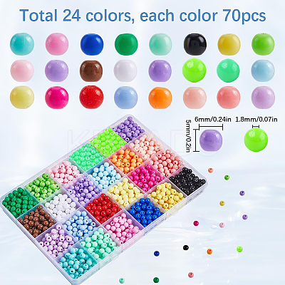 1680Pcs 24 Color Opaque Acrylic Beads Sets MACR-SP0001-50A-1