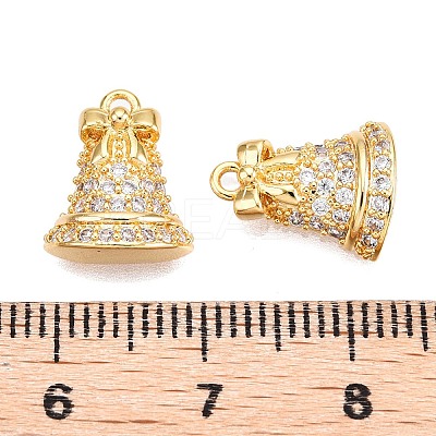 Christmas Theme Brass Pave Clear Cubic Zirconia Pendants KK-T073-04G-1