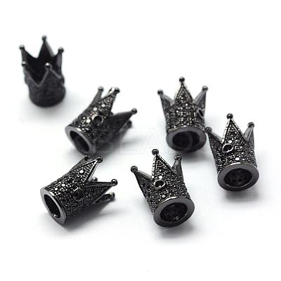 Rack Plating Brass Cubic Zirconia Beads ZIRC-S034-01B-1