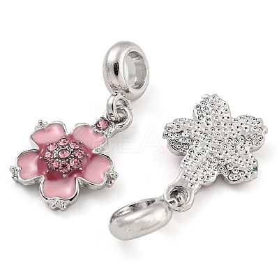 Rack Plating Alloy Enamel Peach Blossom Flower European Dangle Charms FIND-B034-13P-1