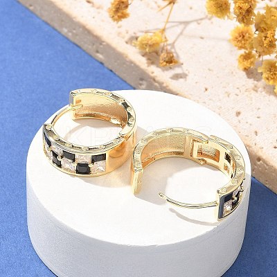 Brass Micro Pave Cubic Zirconia Hoop Earrings EJEW-H152-01C-G-1