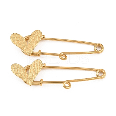 Crisscross Heart 304 Stainless Steel Safety Pins Brooch Findings SA-CBA098D-15E-G01-1