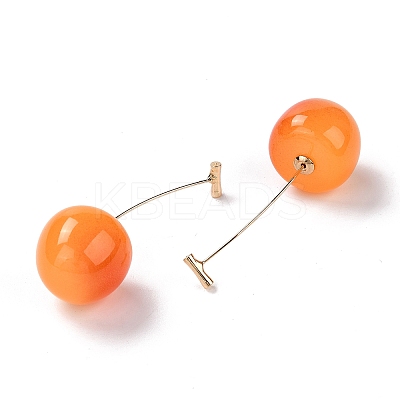 Lifelike Cherry Resin Dangle Stud Earrings LS-EJEW-F274-01A-1