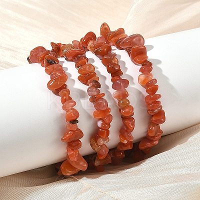 Natural South Red Agate Beaded Stretch Bracelets GG-CBADCD7-01-1