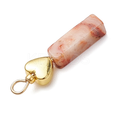 Natural Crazy Lace Agate/Map Stone/Flower Amazonite/Wood Lace Stone Rectangle Pendants PALLOY-JF02973-1