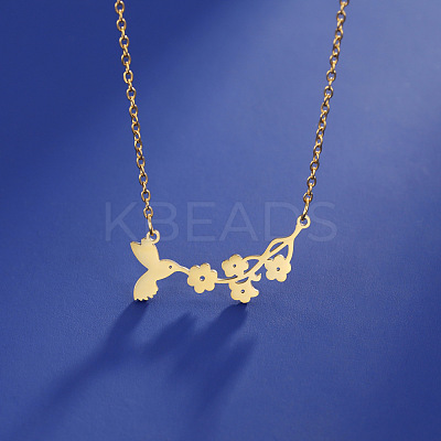 304 Stainless Steel Pendant Necklaces NJEW-H010-01G-1