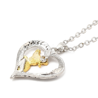 Heart with Word Best Wishes Zinc Alloy Pendant Necklaces for Christmas NJEW-M203-02B-GP-1